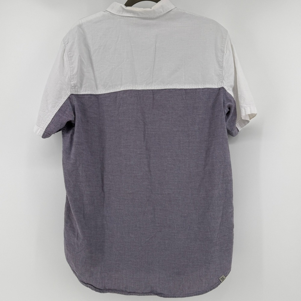 Vans Mens Medium Colorblock Short‎ Sleeve Button Down Shirt White Purple Grey - Picture 3 of 5